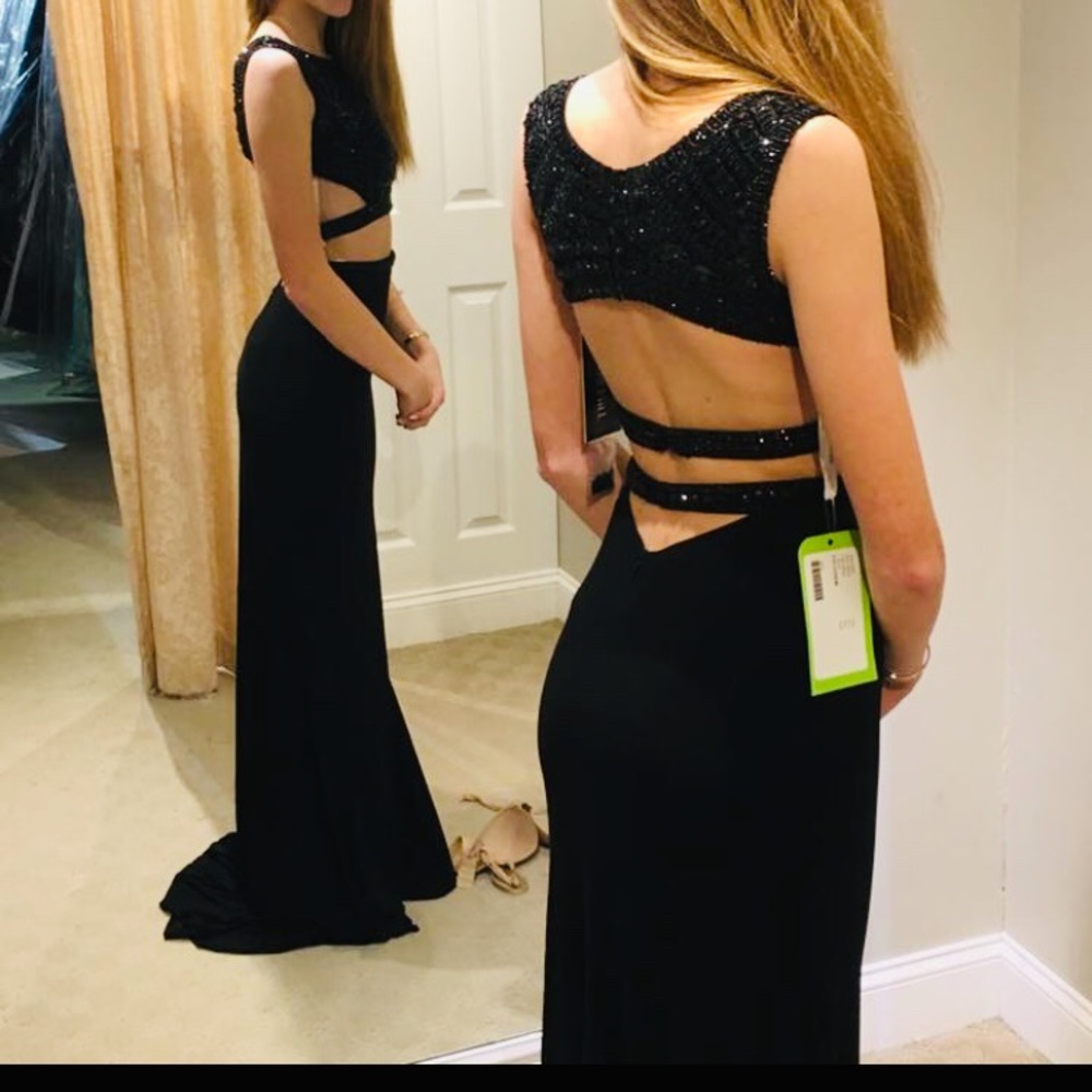 Sherri hill black cutout prom dress